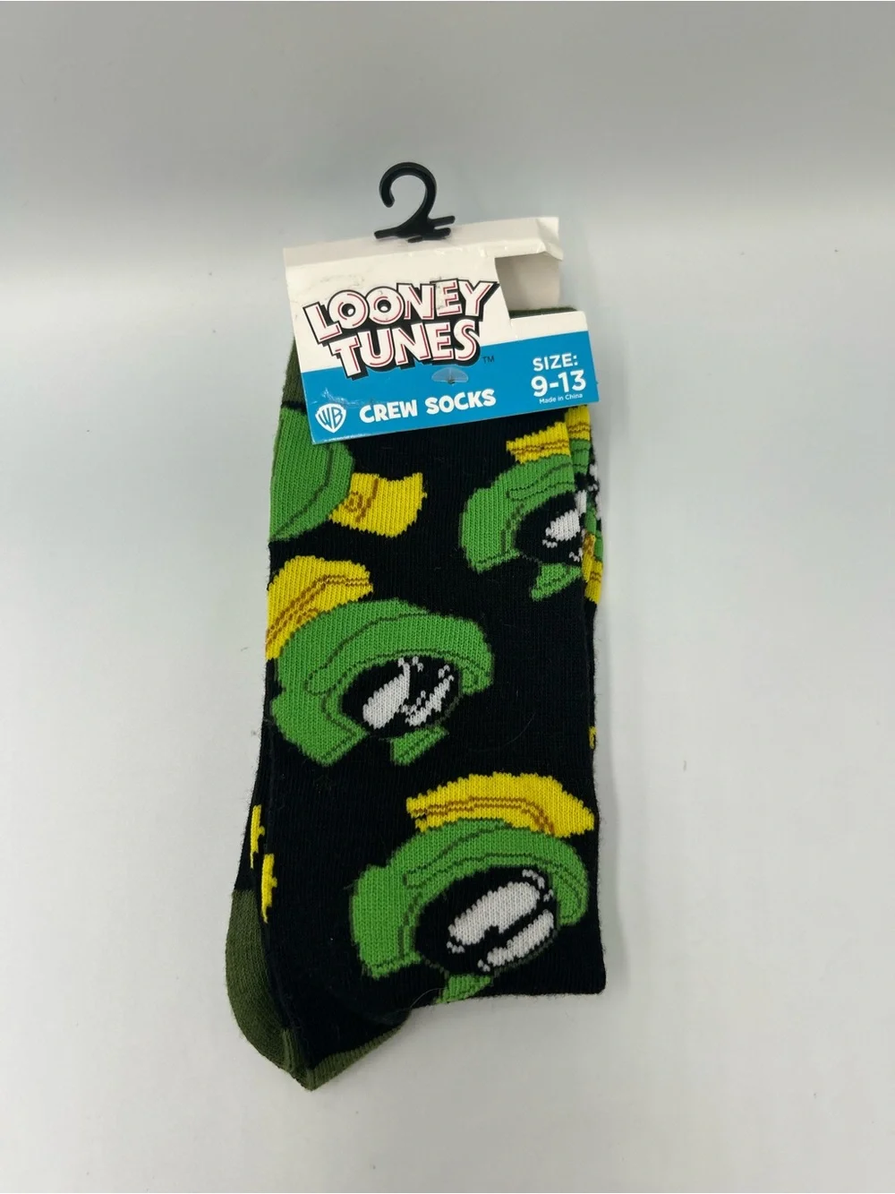 Warner Bros. Looney Tunes Marvin the Martian Crew Socks - Black, Green & Yellow